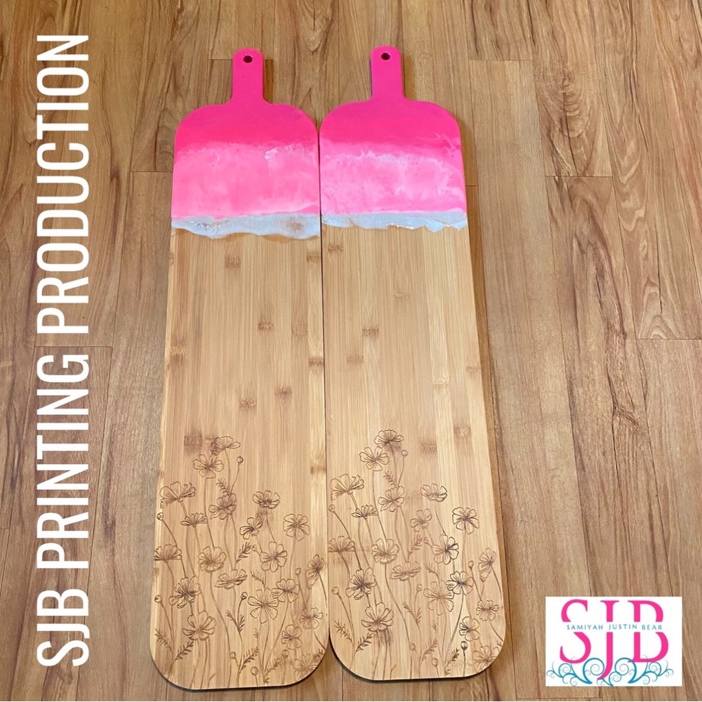 Charcuterie Board New SJB Custom Pink Sparkle It’s A Girl XL Set of 2